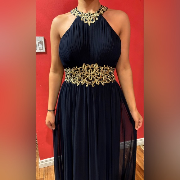 Long sleeveless navy dress 🌑 - Picture 3 of 3